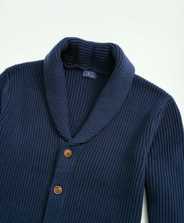 Sweaters Men Brooks Brothers Ribbed Cotton Shawl Collar Cardigan Navy