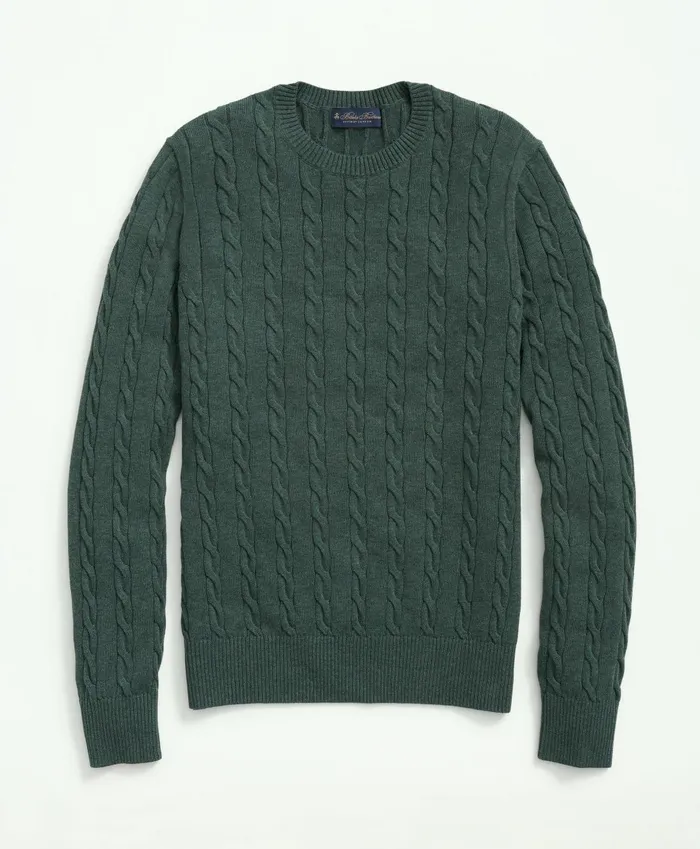 Sweaters Men Brooks Brothers Supima Cotton Cable Crewneck Sweater Dark Green