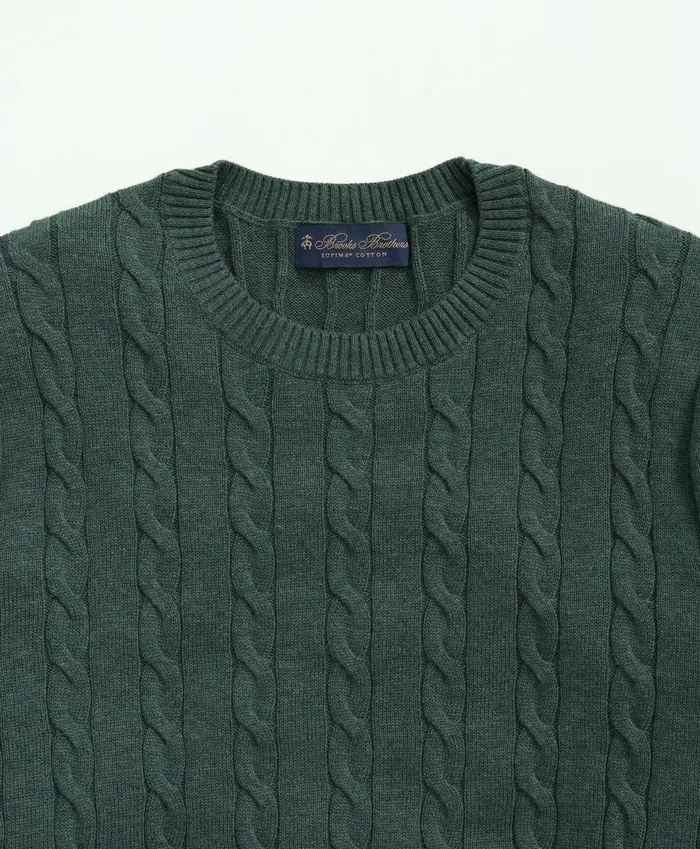 Sweaters Men Brooks Brothers Supima Cotton Cable Crewneck Sweater Dark Green