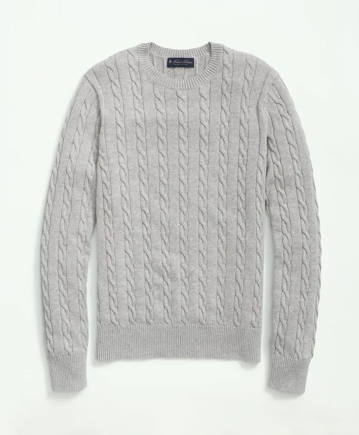 Sweaters Men Brooks Brothers Supima Cotton Cable Crewneck Sweater Grey