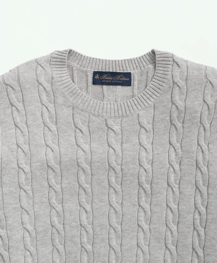 Sweaters Men Brooks Brothers Supima Cotton Cable Crewneck Sweater Grey