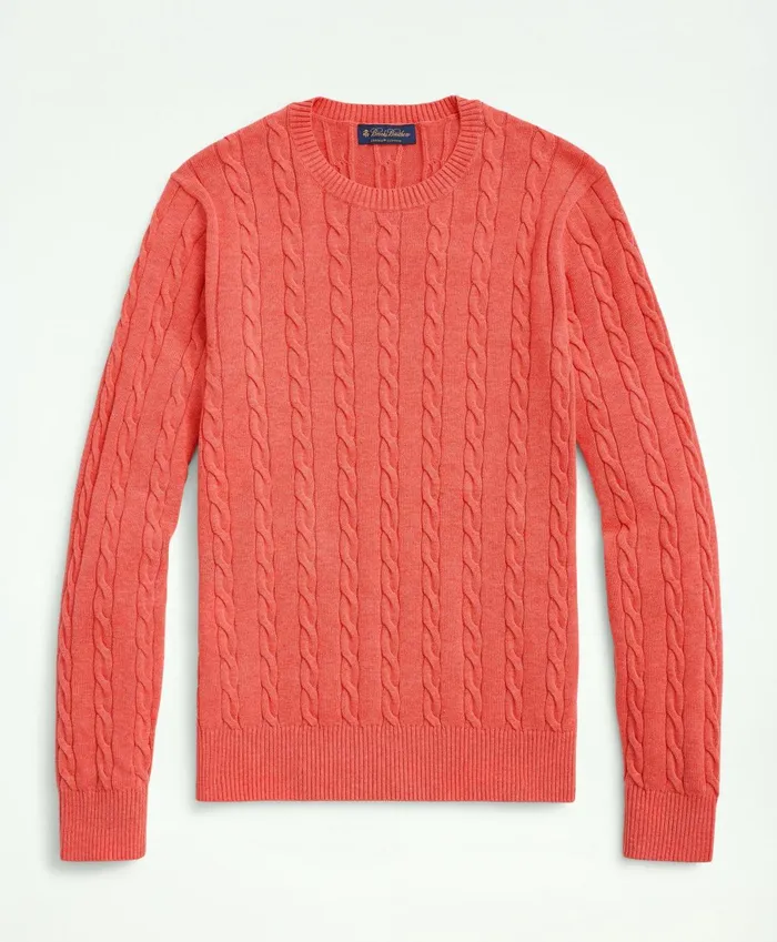 Sweaters Men Brooks Brothers Supima Cotton Cable Crewneck Sweater Red Heather