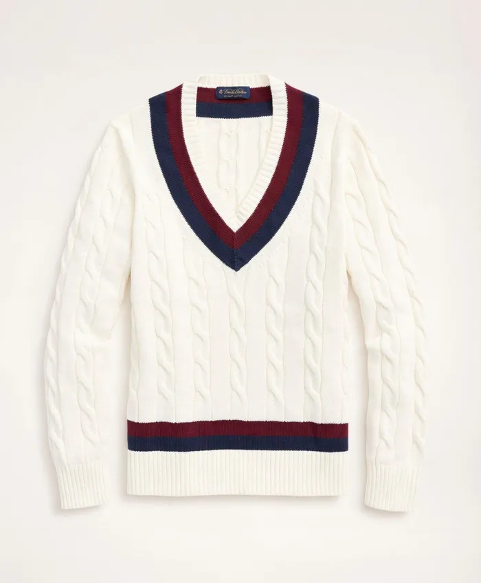 Sweaters Men Brooks Brothers Supima Cotton Cable Tennis Sweater Ivory