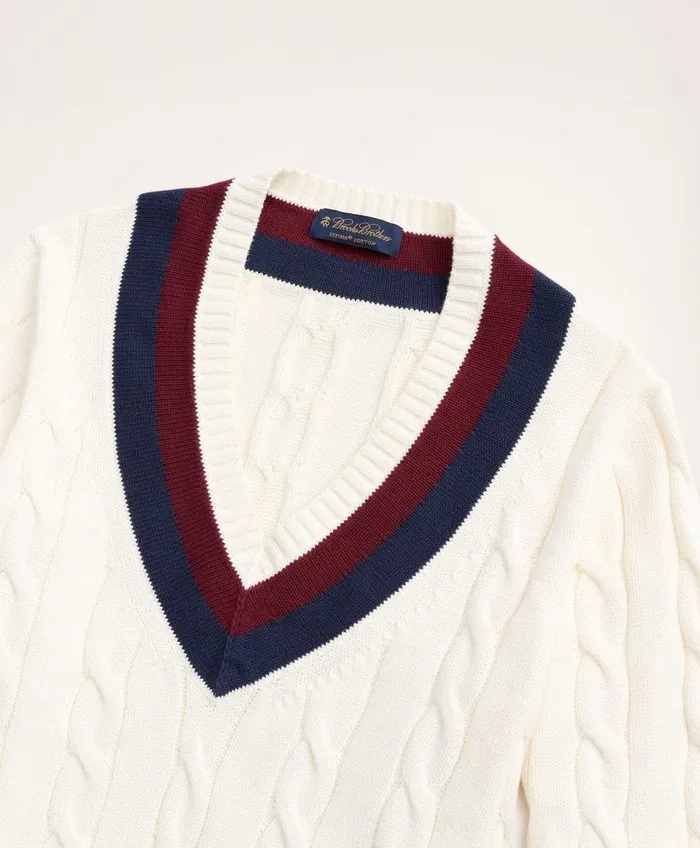 Sweaters Men Brooks Brothers Supima Cotton Cable Tennis Sweater Ivory