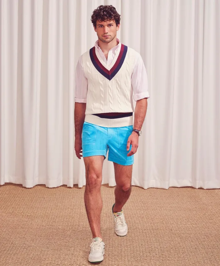 Sweaters Men Brooks Brothers Supima Cotton Cable Tennis Sweater Vest Ivory