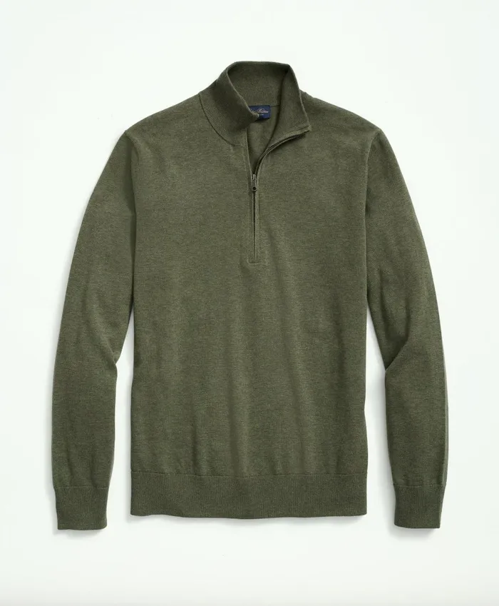Sweaters Men Brooks Brothers Supima Cotton HalfZip Sweater Dark Green Heather Sweaters Men Brooks Brothers Supima Cotton HalfZip Sweater Dark Green Heather