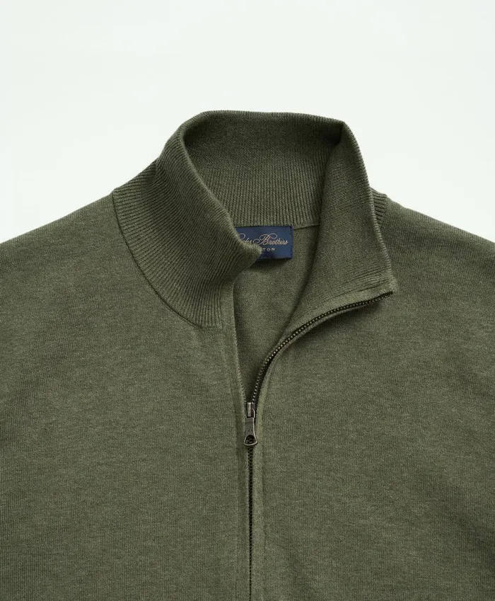 Sweaters Men Brooks Brothers Supima Cotton HalfZip Sweater Dark Green Heather