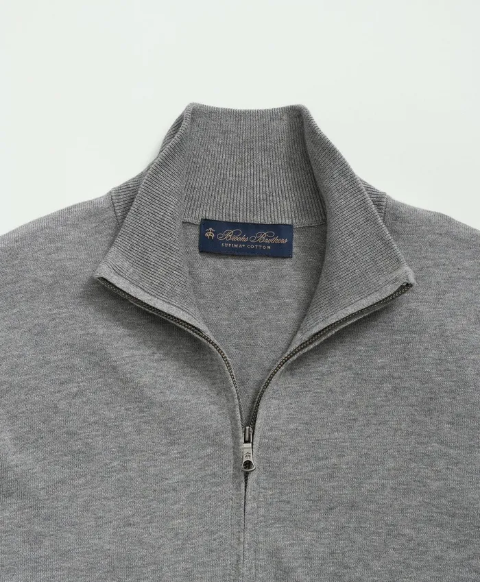 Sweaters Men Brooks Brothers Supima Cotton HalfZip Sweater Medium Grey Heather