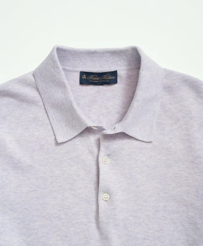 Sweaters Men Brooks Brothers Supima Cotton ShortSleeve Polo Sweater Light Purple Heather