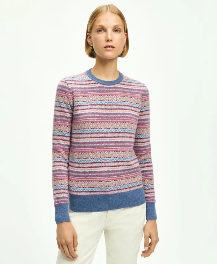 Sweaters Women Brooks Brothers Lambswool Fair Isle Crew Neck Sweater Pink Multi Sweaters Women Brooks Brothers Lambswool Fair Isle Crew Neck Sweater Pink Multi