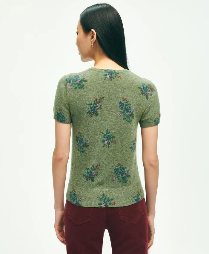 Sweaters Women Brooks Brothers Lambswool Floral Print Shell Olive