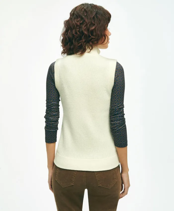 Sweaters Women Brooks Brothers Merino Blend Quilted Sweater Vest White