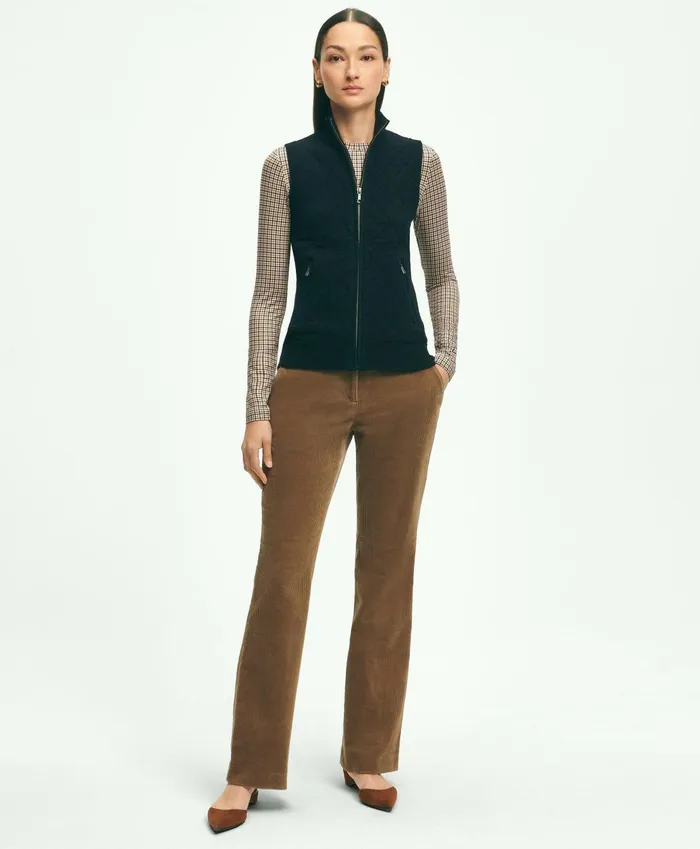 Sweaters Women Brooks Brothers Merino Wool Blend Quilted Sweater Vest Black