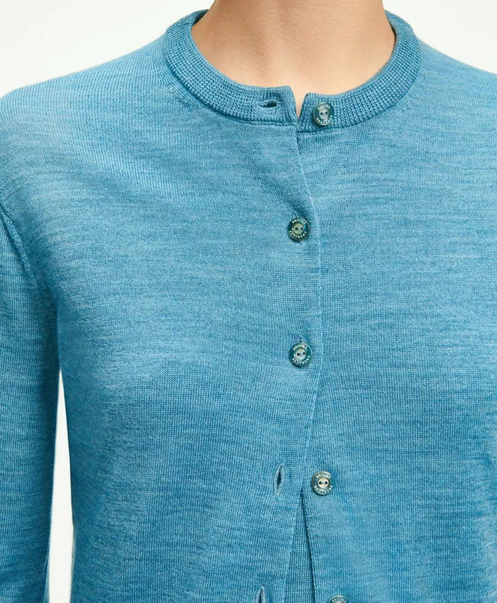 Sweaters Women Brooks Brothers Merino Wool Cardigan Blue Heather