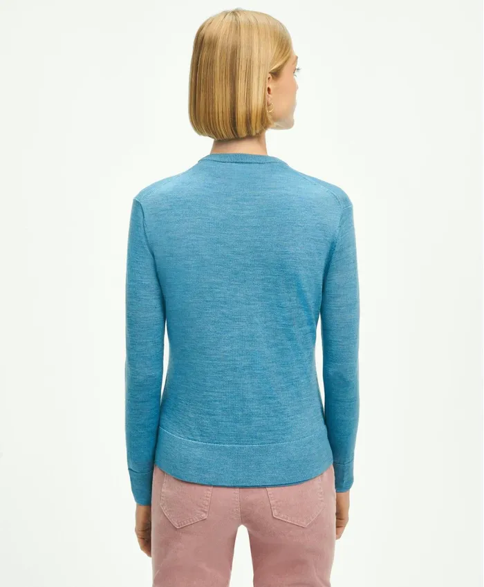 Sweaters Women Brooks Brothers Merino Wool Cardigan Blue Heather