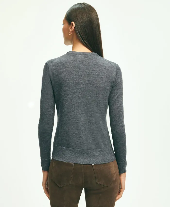 Sweaters Women Brooks Brothers Merino Wool Cardigan Grey Heather