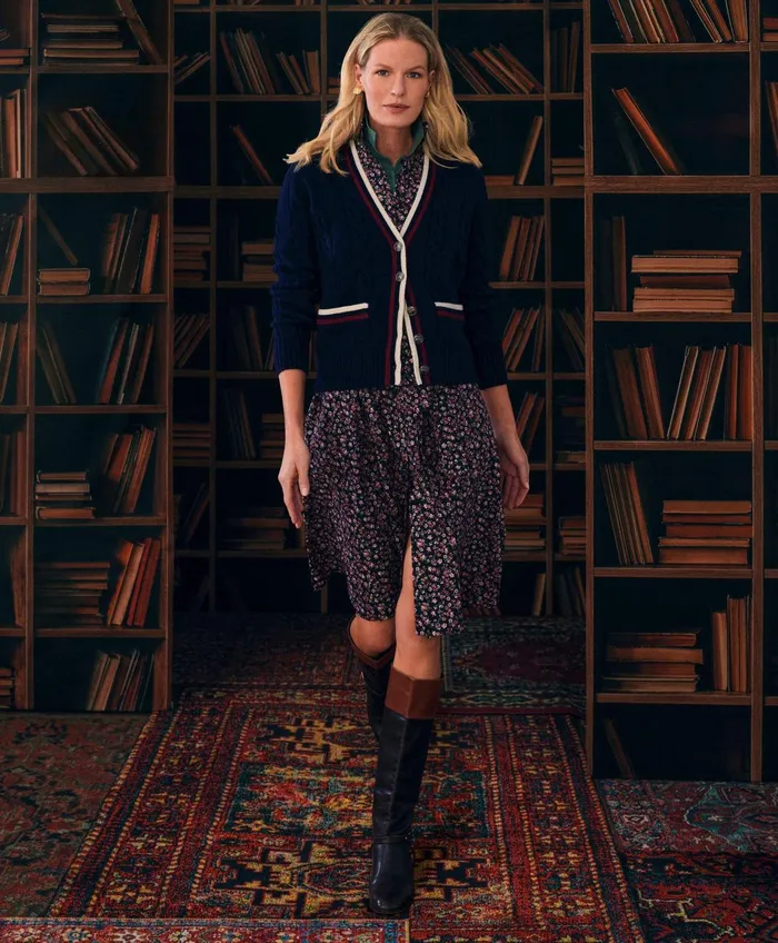 Sweaters Women Brooks Brothers Merino Wool Cashmere Tennis Cardigan Navy