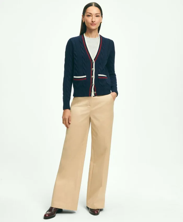 Sweaters Women Brooks Brothers Merino Wool Cashmere Tennis Cardigan Navy