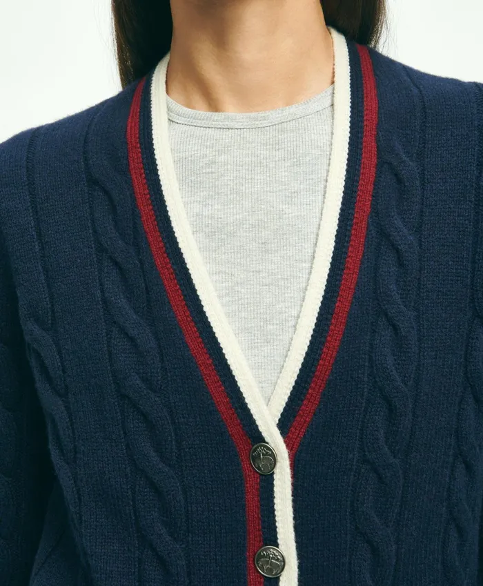 Sweaters Women Brooks Brothers Merino Wool Cashmere Tennis Cardigan Navy