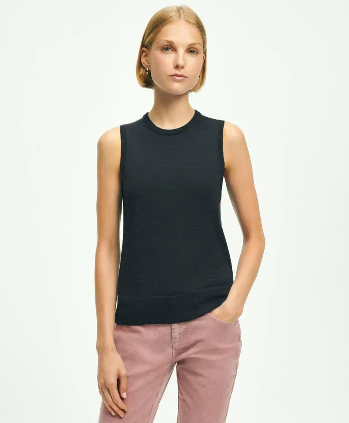 Sweaters Women Brooks Brothers Merino Wool Shell Black