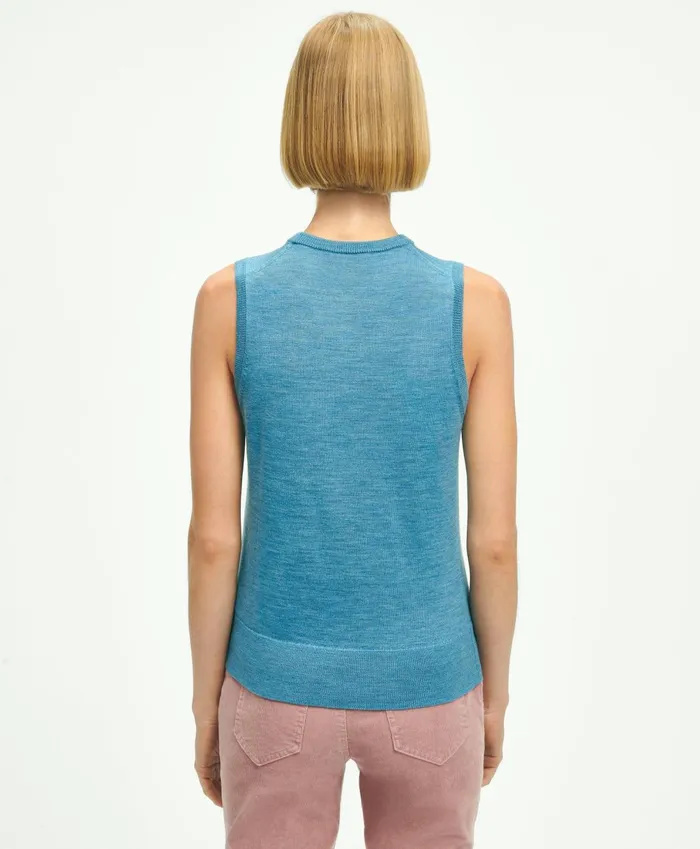 Sweaters Women Brooks Brothers Merino Wool Shell Blue Heather