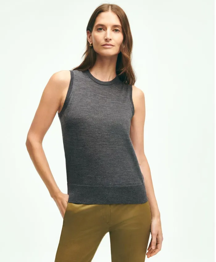 Sweaters Women Brooks Brothers Merino Wool Shell Grey Heather