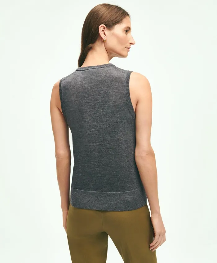 Sweaters Women Brooks Brothers Merino Wool Shell Grey Heather