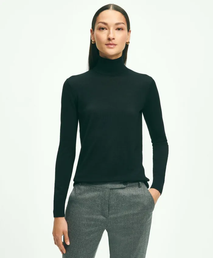 Sweaters Women Brooks Brothers Merino Wool Turtleneck Black