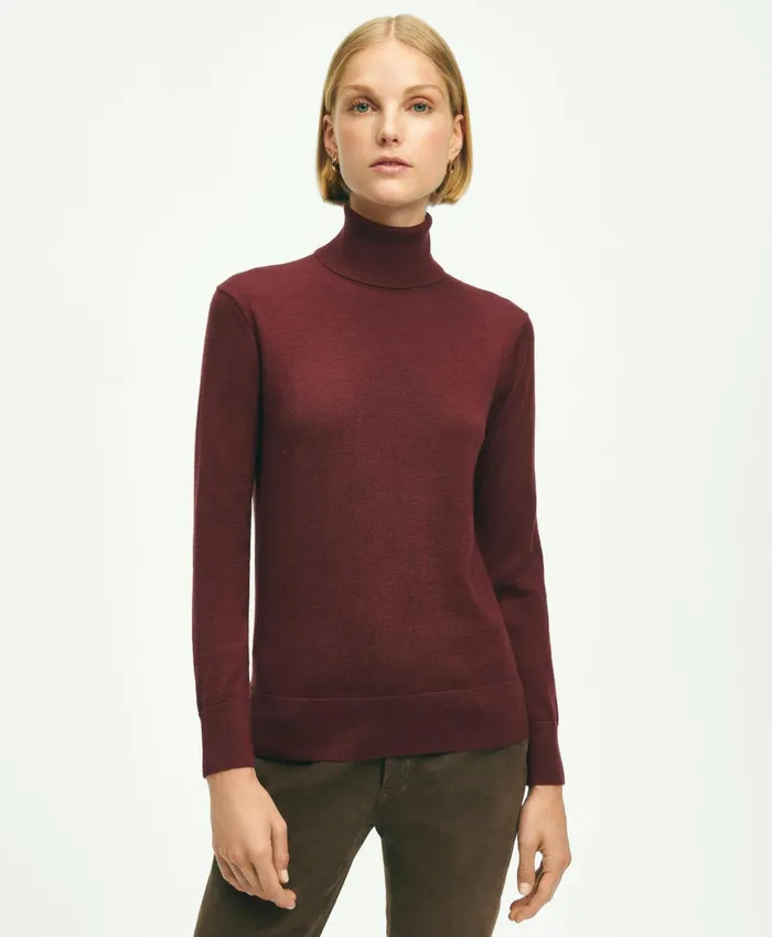 Sweaters Women Brooks Brothers Merino Wool Turtleneck Burgundy