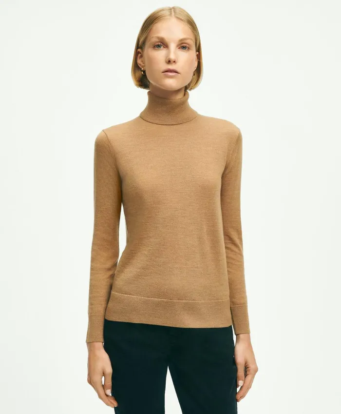 Sweaters Women Brooks Brothers Merino Wool Turtleneck Camel