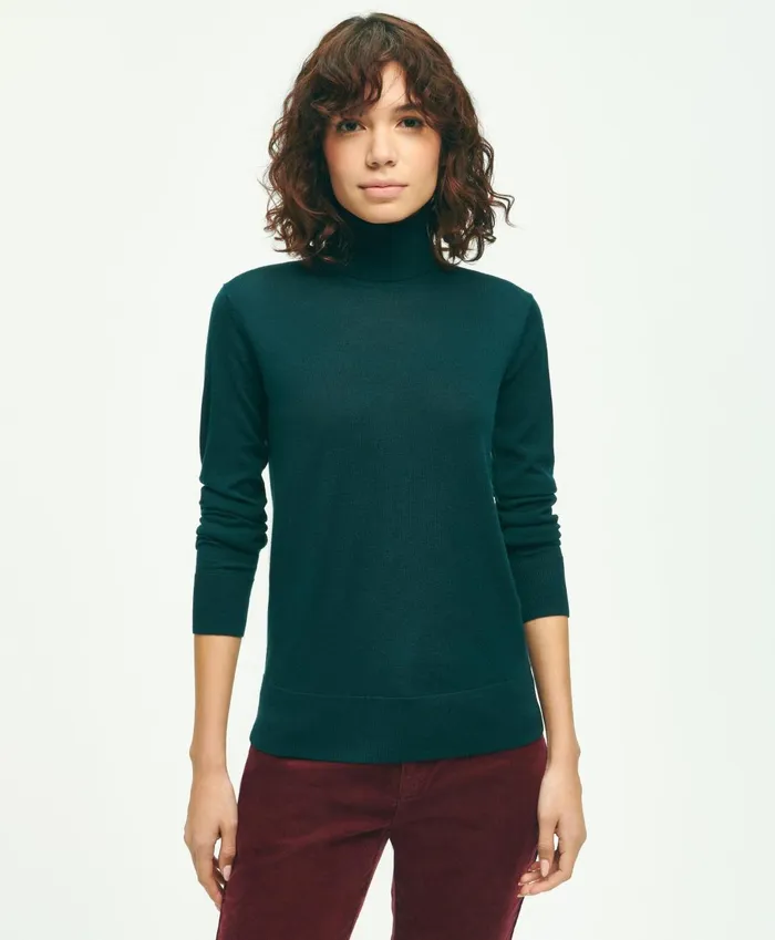 Sweaters Women Brooks Brothers Merino Wool Turtleneck Dark Green