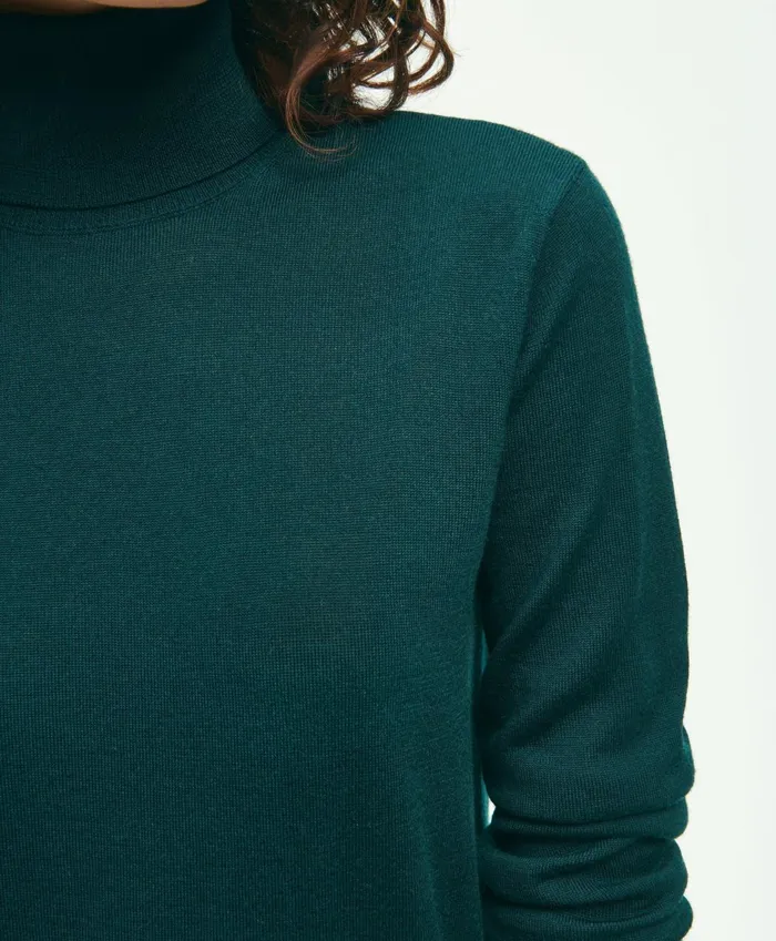 Sweaters Women Brooks Brothers Merino Wool Turtleneck Dark Green