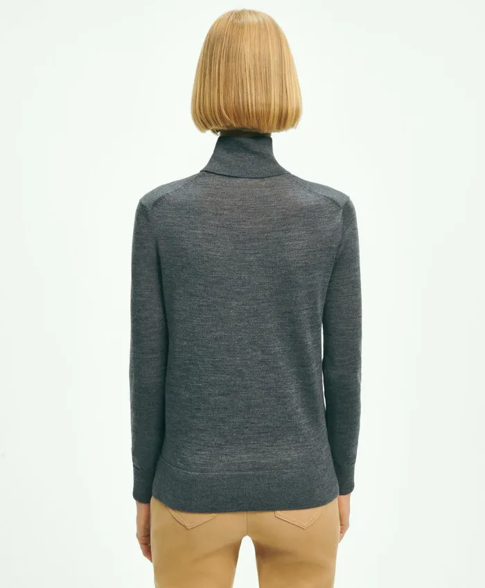 Sweaters Women Brooks Brothers Merino Wool Turtleneck Grey Heather