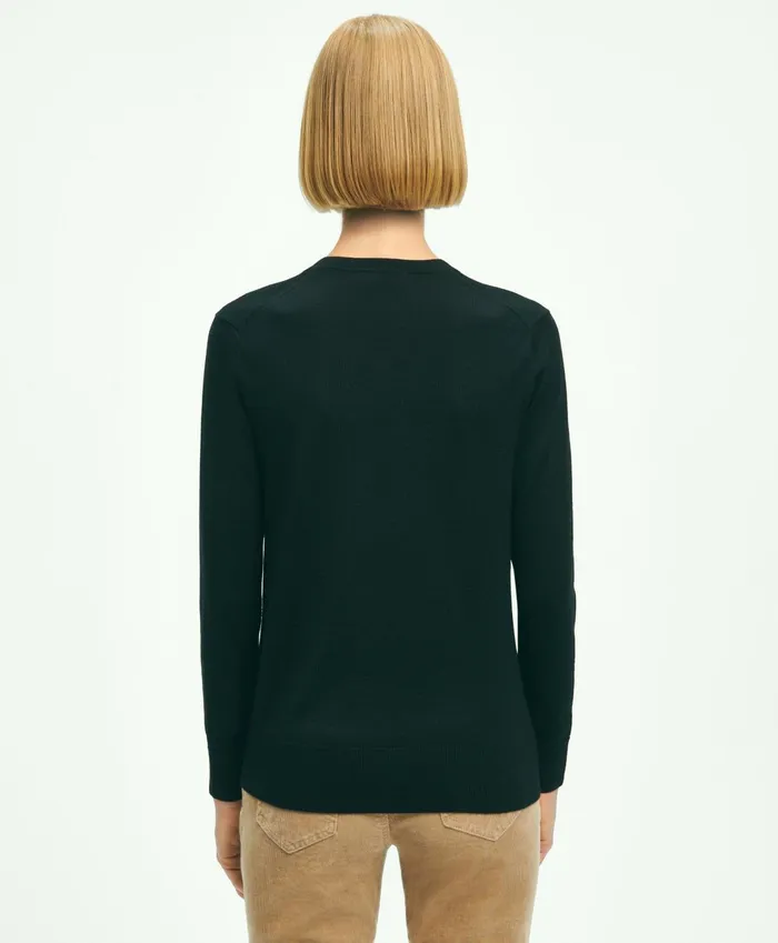 Sweaters Women Brooks Brothers Merino Wool VNeck Sweater Black