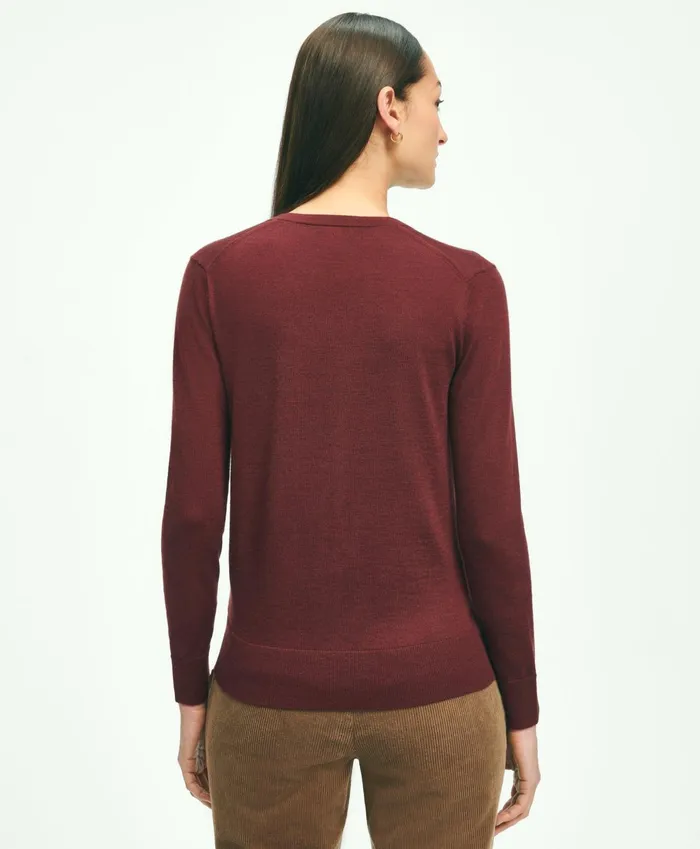 Sweaters Women Brooks Brothers Merino Wool VNeck Sweater Burgundy