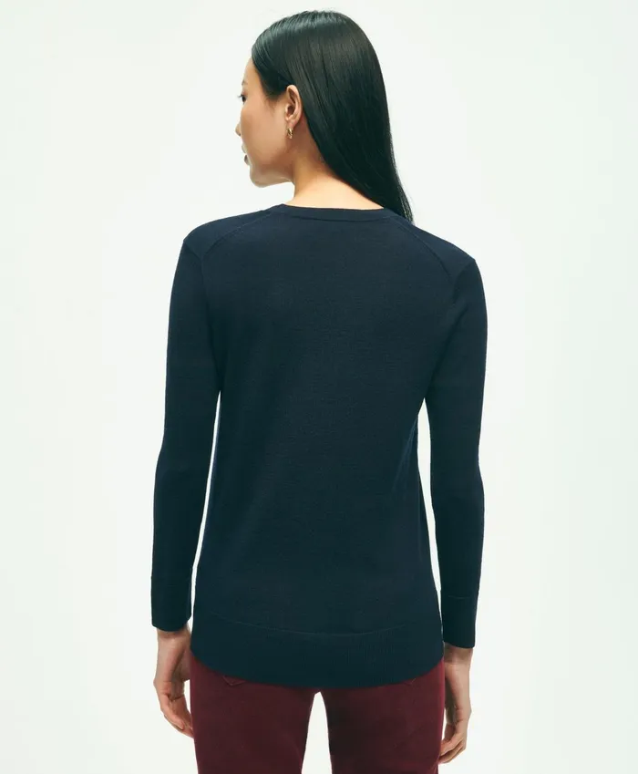 Sweaters Women Brooks Brothers Merino Wool VNeck Sweater Navy