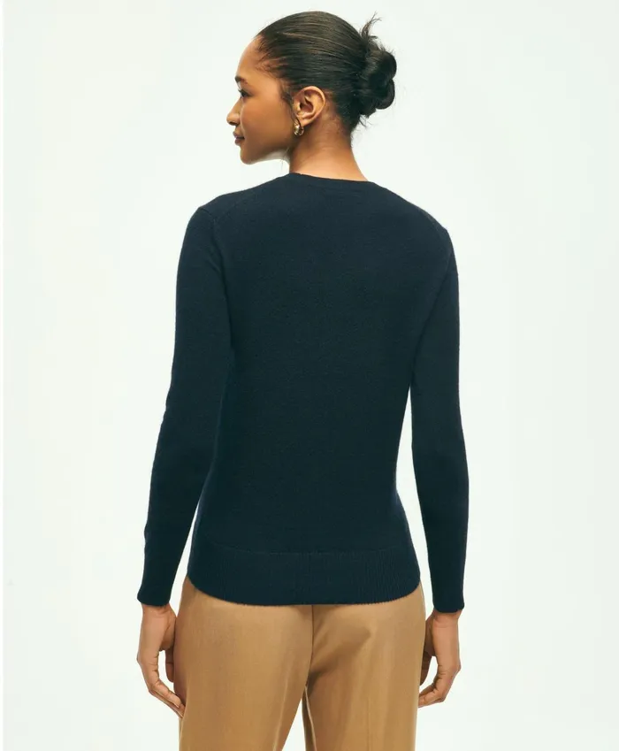 Sweaters Women Brooks Brothers Silk Cashmere Floral Intarsia Crewneck Sweater Navy Multi