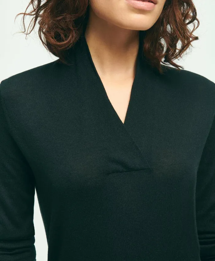 Sweaters Women Brooks Brothers SilkCashmere ShawlCollar Sweater Black