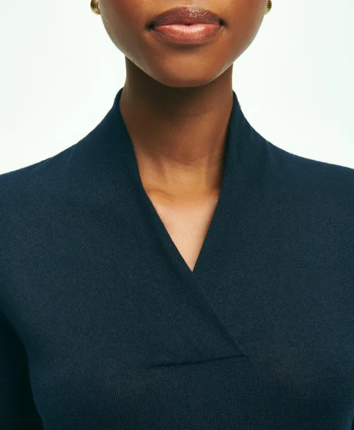 Sweaters Women Brooks Brothers SilkCashmere ShawlCollar Sweater Dark Navy