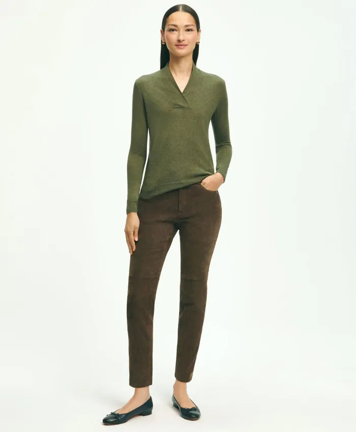 Sweaters Women Brooks Brothers SilkCashmere ShawlCollar Sweater Green