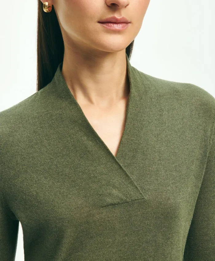 Sweaters Women Brooks Brothers SilkCashmere ShawlCollar Sweater Green
