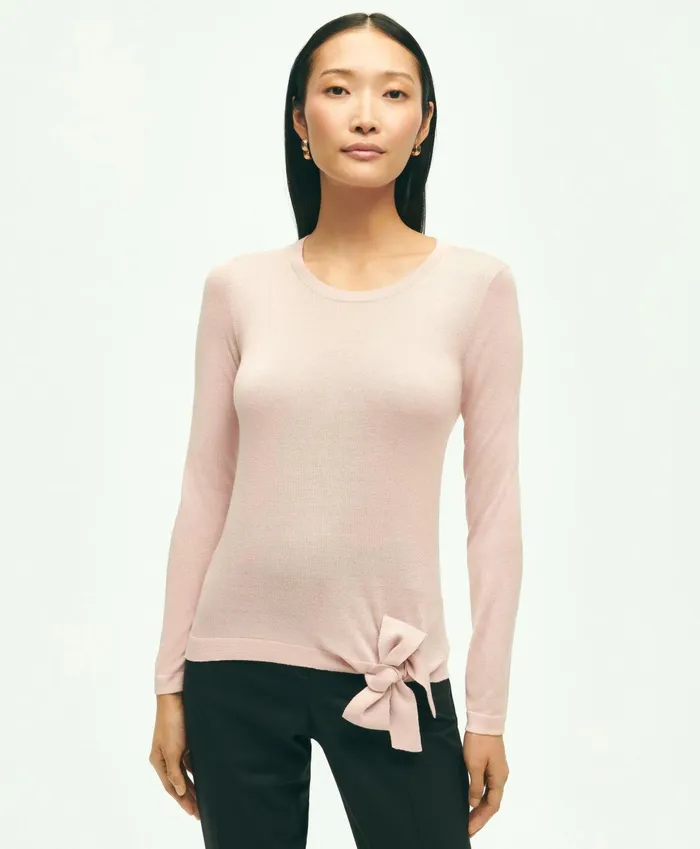 Sweaters Women Brooks Brothers Silk Viscose Crewneck Sweater Light Pink