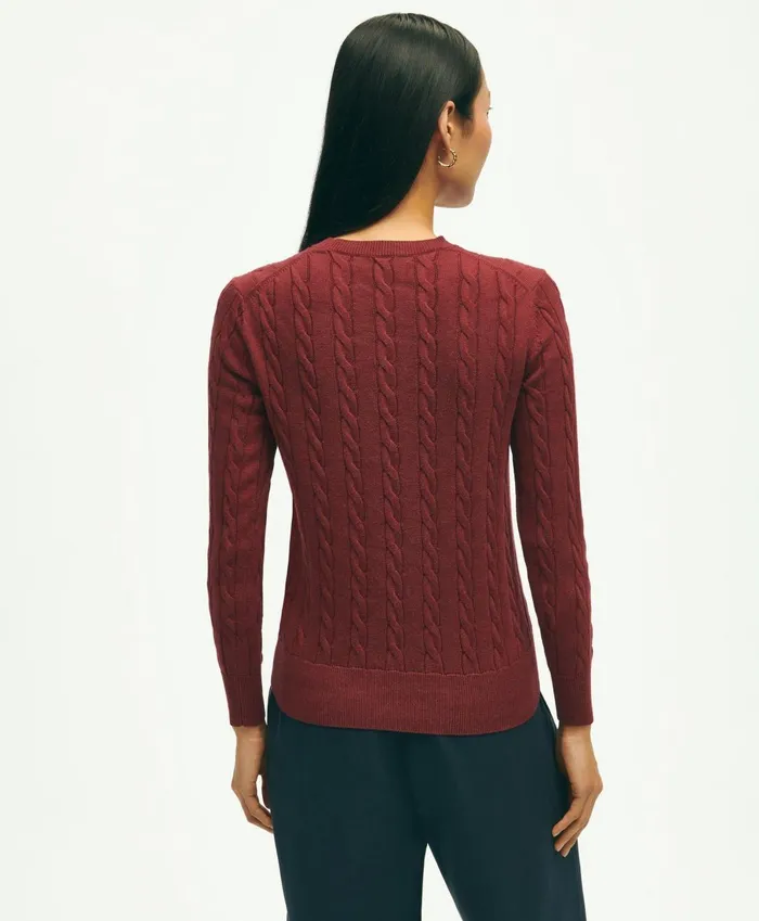 Sweaters Women Brooks Brothers Supima Cotton Cable Crewneck Sweater Burgundy