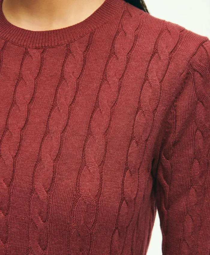 Sweaters Women Brooks Brothers Supima Cotton Cable Crewneck Sweater Burgundy