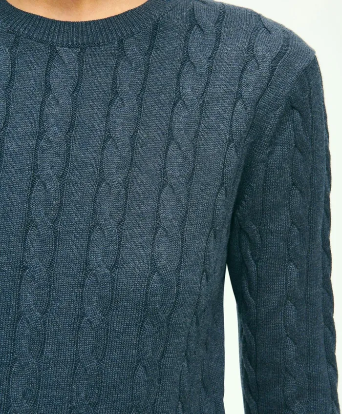 Sweaters Women Brooks Brothers Supima Cotton Cable Crewneck Sweater Dark Blue Heather