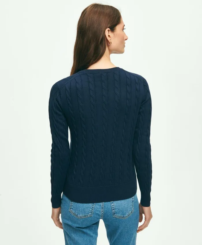 Sweaters Women Brooks Brothers Supima Cotton Cable Crewneck Sweater Navy