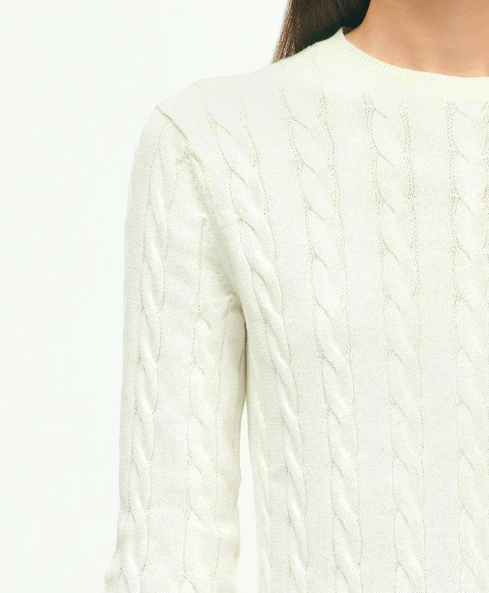 Sweaters Women Brooks Brothers Supima Cotton Cable Crewneck Sweater White