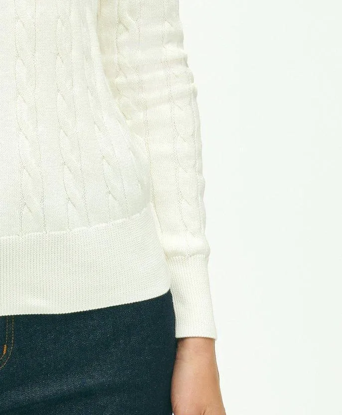 Sweaters Women Brooks Brothers Supima Cotton Cable Crewneck Sweater White