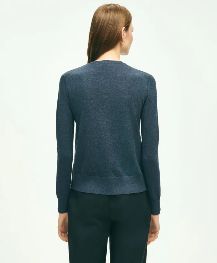 Sweaters Women Brooks Brothers Supima Cotton Cardigan Dark Blue Heather