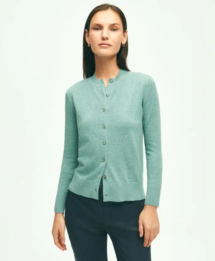 Sweaters Women Brooks Brothers Supima Cotton Cardigan Green Heather